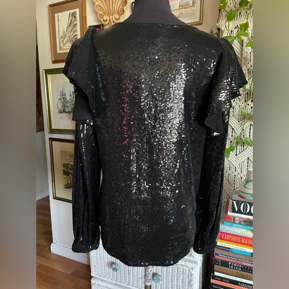 Nicole Miller Sequin ruffle top - Picture 3 of 6